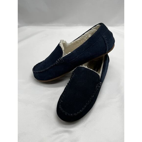 Lands End Slippers Womens 9 Moccasin Blue Slip On Comfort Casual Round Toe Flats - Picture 2 of 11